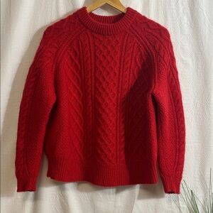 DEMYLEE New York Cable Knit Wool/Mohair Blend Crew Neck Red Sweater Size M
